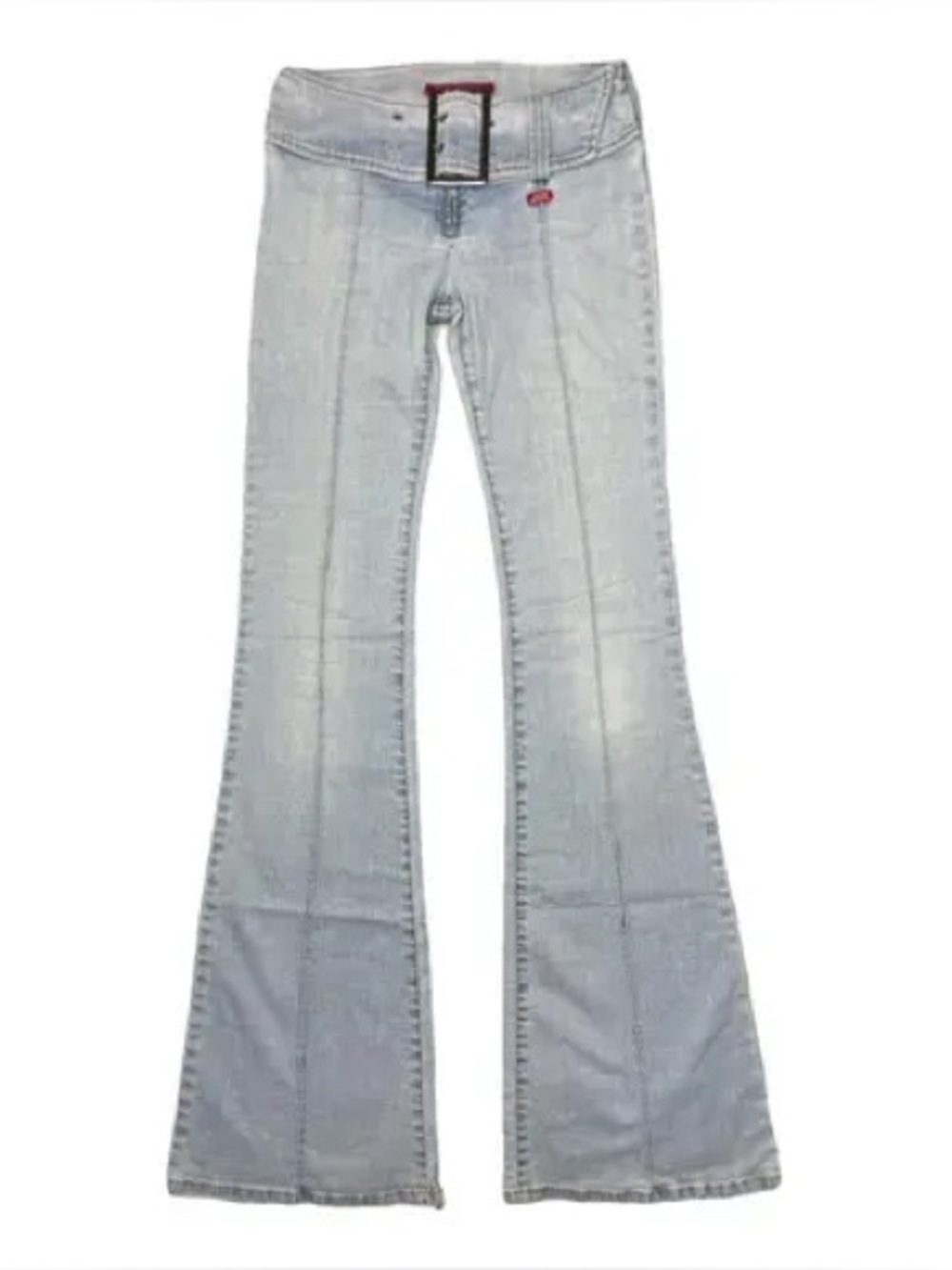Miss Sixty Light Blue Flared Jeans with Belt Accent Y2K